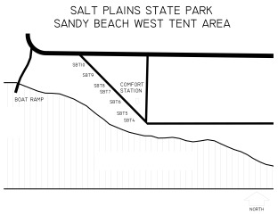 View the Salt Plains Sandy Beach West Tent Area map.